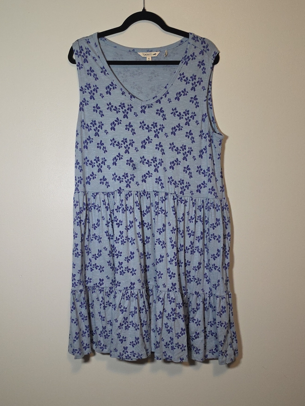 Toad&Co Light Blue Mini Dress with Navy Floral Print